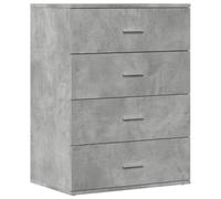 Fisinber Buffet gris béton 60 x 39 x 80 cm Commode en bois | Armoire compacte effet béton pour le salon et le couloir, offre une capacité de charge de 50 kg et un espace de rangement