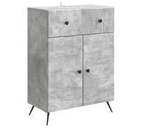 Fisinber Buffet gris béton 66 x 34,5 x 90 cm Buffet en bois | Buffet compact avec tiroir et étagères réglables pour salle à manger, salon ou couloir. Charge maximale : 60 kg.