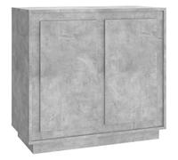 Fisinber Buffet gris béton 80 x 34 x 75 cm Commode avec portes en bois | Armoire d'appoint compacte aspect béton avec 4 compartiments pour le salon et le couloir, facile d'entretien et stable.