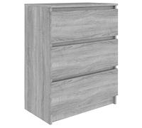 Fisinber Buffet gris Sonoma - 60 x 35 x 76 cm - En bois - 3 tiroirs | Table d'appoint compacte avec trois tiroirs pour salon et couloir. Offre un espace de rangement élégant et une étagère
