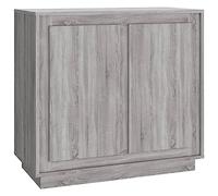 Fisinber Buffet gris Sonoma - 80 x 34 x 75 cm - Commode avec portes | Buffet compact avec 4 compartiments et portes pour salon, couloir ou chambre à coucher. Meuble d'appoint facile d'entretien.