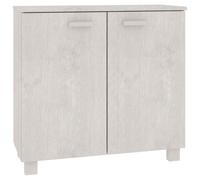 Fisinber Buffet Hamar - Blanc - 85 x 35 x 80 cm - En pin massif | Armoire polyvalente en pin et MDF avec 2 portes pour salon, couloir et chambre à coucher.