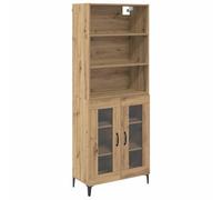 Fisinber Ensemble de 2 meubles hauts en chêne Artisan 69,5 x 34 x 180 cm | Buffet moderne pour salon et salle à manger avec étagères réglables et pieds en fer solides.