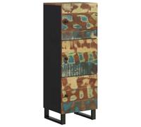 Fisinber Highboard Commode industrielle en bois vieilli massif 40 x 33 x | Armoire d'appoint compacte à 3 compartiments pour salon et couloir. Butée de porte flexible, cadre en fer solide et