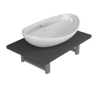 Fisinber Lot de 2 meubles de salle de bain avec étagère murale grise avec | Ensemble de consoles murales peu encombrantes pour toilettes d'invités et salle de bain avec bol en céramique facile