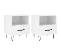 Fisinber Lot de 2 tables de chevet blanches - 40 x 35 x 47,5 cm - En bois | Les consoles de chevet compactes pour chambre offrent un espace de rangement pratique grâce au compartiment