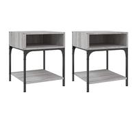 Fisinber Lot de 2 tables de chevet gris Sonoma 40 x 41 x 50 cm | Lot de 2 armoires d'appoint robustes pour chambre à coucher avec réglage en hauteur, beaucoup d'espace de rangement et