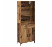 Fisinber Lot de 2 tables hautes aspect bois vieilli 69,5 x 34 x 180 cm | Meuble de rangement flexible en bois pour salon et salle à manger avec étagères réglables et pieds en fer.