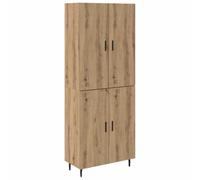 Fisinber Lot de 2 tables hautes en chêne Artisan 69,5 x 34 x 180 cm | Armoire polyvalente pour salon et salle à manger avec portes en verre, poignées en fer solides et 4 compartiments.