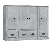 Fisinber Lot de 3 tables hautes en bois gris béton 132 x 35,5 x 103,5 cm | Trois élégantes commodes aspect béton créent un espace de rangement ordonné dans le salon, le couloir ou la salle à manger.