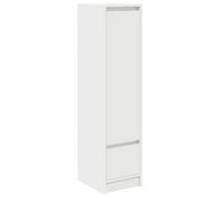 Fisinber Meuble haut en bois blanc 29,5 x 34 x 119,5 cm | Armoire d'appoint étroite avec porte et tiroir pour le salon, charnière de porte flexible à monter à gauche ou à droite.