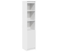 Fisinber Meuble haut en bois blanc 37,5 x 35 x 180 cm | Étagère polyvalente avec 5 compartiments pour couloir, chambre et bureau, charnière de porte flexible à gauche ou à droite.