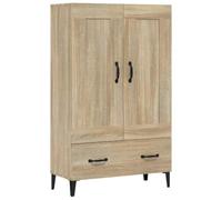 Fisinber Meuble haut en chêne Sonoma 70 x 31 x 115 cm avec tiroir | Commode industrielle pour salon avec 2 compartiments, 1 tiroir et pieds en fer solides.