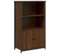 Fisinber Meuble haut marron aspect chêne 62 x 32 x 103,5 cm Structure en | Buffet moderne pour salon et couloir avec pieds en métal stables, portes pratiques et support mural anti-basculement.
