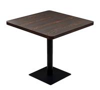 Fisinber Table de bistro carrée en acier MDF aspect frêne 80 x 80 x 75 cm | Table de salle à manger stable avec plateau en MDF facile d'entretien et pied en acier robuste pour bar, bistro