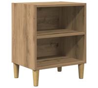 Fisinber Table de chevet en chêne Artisan 40 x 30 x 50 cm | Console de chevet compacte effet bois pour chambre à coucher avec support mural, étagère robuste et pieds de 10 cm de hauteur