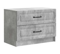 Fisinber Table de chevet gris béton 62 x 34,5 x 44,5 cm avec 2 tiroirs | Commode d'appoint compacte au look moderne en béton pour chambre à coucher et salon avec poignée en barre noire.