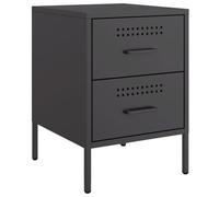 Fisinber Table de chevet noire 36 x 39 x 50,5 cm en acier avec 2 tiroirs | Table d'appoint industrielle en acier avec 2 tiroirs pour chambre et salon. Facile d'entretien et robuste.