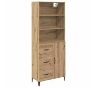 Fisinber Table haute 2 pièces 69,5 x 34 x 180 cm Chêne Artisan | Ensemble élégant de buffet et étagère murale pour salon ou couloir, avec 3 tiroirs et espace de rangement personnalisable.