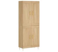 Fisinber Table haute en chêne Sonoma - 69,5 x 34 x 180 cm - 2 pièces - En | Meuble de rangement élégant pour le salon et le couloir avec beaucoup d'espace de rangement derrière les portes et pieds en