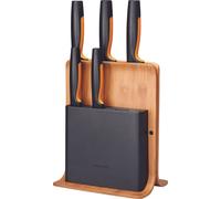 Fiskars 1057552 bloc à couteaux Bloc à couteaux à fente Bambou, plastique, acier inoxydable Bois