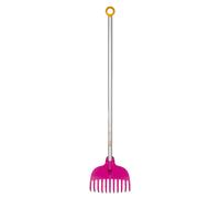 Fiskars Balai à feuilles pour enfant My First 80 cm 11 dents Manche en aluminium Rouge/Gris/Orange