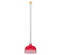 Fiskars Balai à feuilles pour enfant My First 80 cm 11 dents Manche en aluminium Rouge/Gris/Orange