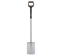 Fiskars Bêche Télescopique pour Sols mous et pauvres en pierres, Ronde | Longueur : 111, 130 cm, Lame renforcée en Acier au bore, Noir/orange, Xact, 1066733