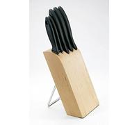Fiskars Bloc à Couteaux avec 5 Couteaux, Essential | Incl. 1 Couteau à Légumes, 1 à éplucher, 1 de Chef, l : 16 cm, L: 8 cm, H : 38 cm, Bois de bouleau, 1023782