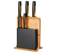 Fiskars Bloc à couteaux Functional Form en bambou avec 5 couteaux 6 Pièces