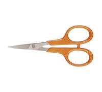 Fiskars Ciseaux à broder, incurvés, longueur totale 10 cm, pour droitiers et gauchers, lames en acier inoxydable/poignées en plastique, 1005144, Orange