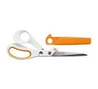 Fiskars Ciseaux de Tailleur Razor Edge, Longueur 24 cm, Lames en acier inoxydable/Poignées en plastique, Blanc/Orange, Amplify, 1070081