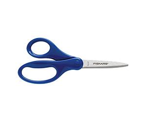 Fiskars Ciseaux d'écolier, À partir de 10 ans, Longueur totale: 18 cm, Pour droitiers, Lames en acier inoxydable/Poignées en plastique, Rose/Vert, 1003858