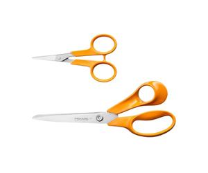 Fiskars Classic Set de Ciseaux, 2 Pièces, Acier inoxydable, Lames HRC 57 | Ciseaux universels 21 cm, Ciseaux à ongles 10 cm, Fabriqué en Finlande, Pour la maison et le bureau, 1082399