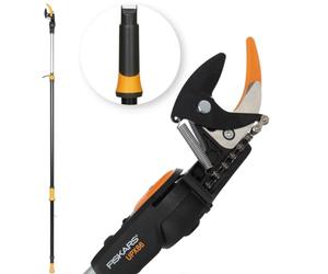 Fiskars Coupe-branches multifonctions télescopique, Bois vert et rameaux | Revêtement antiadhésif, Lame en acier/Manche en aluminium, Longueur 2,4 - 4 m, Noir/Orange, UPX86, 1055689