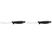 Fiskars Couteau à Tomates, Essential, longueur totale : 23 cm, acier inoxydable/plastique PP, Noir, Essential, 1065569 (Lot de 2)