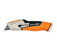 Fiskars Cutter à Lame Rétractable, Longueur 17,7 cm | Acier Inoxydable/Plastique, Noir/Orange, CarbonMax, 1027223