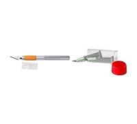 Fiskars Cutter de précision Softgrip, Longueur totale : 15,9 cm, Acier/Plastique, Argent/Orange, 1003885 & 1003757 Lames de Rechange, Blanc, 5 x 1,3 x 5 cm