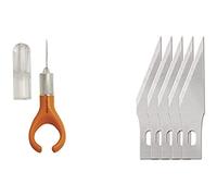 Fiskars Cutter de précision Softgrip, Longueur totale : 15,9 cm, Acier/Plastique, Argent/Orange & Lames de rechange originales pour Cutter de précision Fiskars, n°11, 5 unités, Acier, Argent