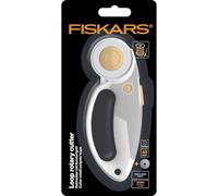 Fiskars Cutter Rotatif en Titane, Lame rotative avec Poignée en boucle, pour Droitier et Gaucher, Diamètre de la Lame : 45 mm, orange/blanc/gris, 1066047