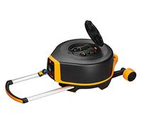 Fiskars Dévidoir XL avec Roues, Set d'Arrosage Tout-en-1, tuyau de 27 m, Tuyau à Enroulement Automatique, Raccord Universel pour Robinet, Noir/Orange, 1025933