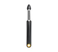 Fiskars Éplucheur rotatif 1079960 – Lame mobile inox, Poignée plastique Noir/Orange, 18,4 cm