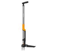Fiskars Ergonomic Désherbeur | Poignée Ergonomique Décalée, Système d'Éjection, Repose-Pied Rabattable, Noir/Orange, 1082708