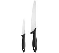 Fiskars Set de couteaux de cuisine Essential 2 pièces – lame 21 cm & 11 cm, inox/PP Noir 1065582