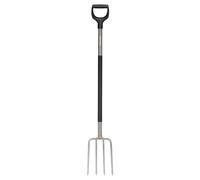 Fiskars Fourche à bêcher pour sols durs et pierreux, Avec 4 dents, Longueur : 132 cm, Acier au bore de haute qualité, Gris/noir, Ergonomic, 1070679