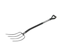 Fiskars Fourche à fumier, Pour foin et fumier, 4 dents, Longueur: 137 cm, Dents en acier au bore, Gris/Noir, Ergonomic, 1001695