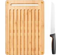 Fiskars Functional Form Planche à découper et couteau à pain en bambou FISKARS 1057551