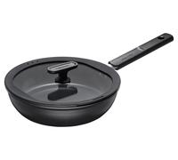 Fiskars Sauteuse avec Couvercle, Hard Face, Diamètre 24 cm | Capacité : 2,2 litres, Tous Types de Feux, Antiadhésif, Résistant aux Rayures, Aluminium/Plastique, Noir, 1075528