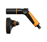 Fiskars Kit d'Arrosage, 2 Pièces, Pistolet Pulvérisateur, 2 Fonctions | Taille Universelle, Raccord de Tuyau Stop, Taille Universelle, SoftGrip, Noir/Orange/Bleu, 1065493