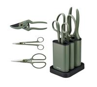 Fiskars Kit de Taille 3 Outils, Jardinage d'Intérieur, Sécateur de Précision, Sécateur et Cisailles pour Plantes avec Support, Acier Inoxydable/Plastique, Vert Foncé/Noir, 1075317